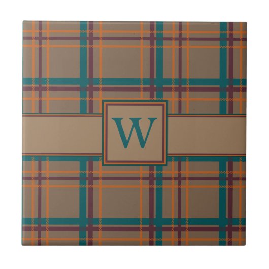 Herbstliche Chic-Plaid-Kachel Fliese (Vorderseite)