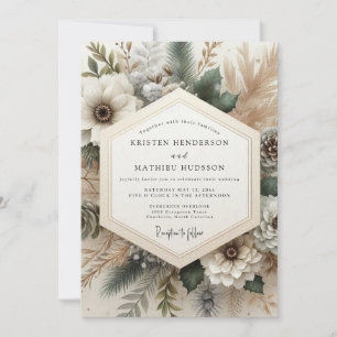 Herbstliche Creme-Hochzeit Einladung