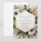 Herbstliche Creme-Hochzeit Einladung (Vorne/Hinten)