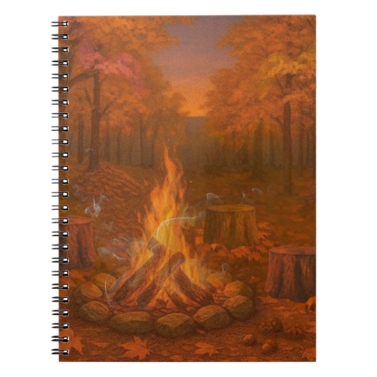 Herbstliche Dämmerung Lagerfeuer Notizblock (Vorderseite)