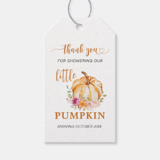 Herbstliche Danke-Karte für Baby-Party Little Pump Geschenkanhänger