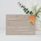 Herbstliche Deko floral Wirbel Hochzeitskarte RSVP (Stehend Vorderseite)