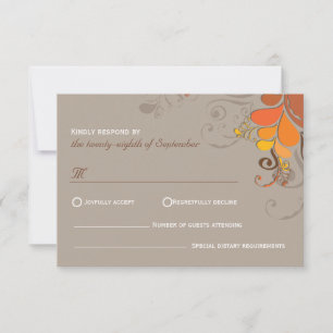 Herbstliche Deko floral Wirbel Hochzeitskarte RSVP Karte