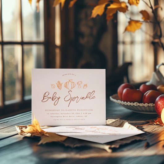 Herbstliche Dinge | Boho Erntedank Baby Shower Einladung