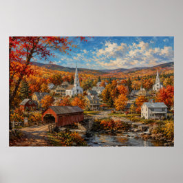 Herbstliche Dorfmalerei aus Neuengland Poster