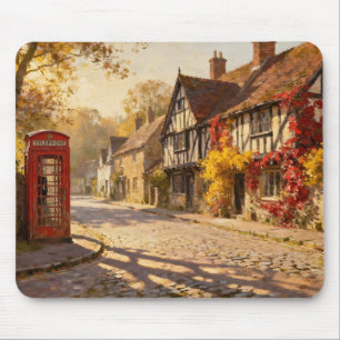 Herbstliche Dorfszene im goldenen Licht Mousepad