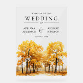 Herbstliche Eichenbäume Wald Hochzeit Willkommen Acrylschild (Vorderseite)