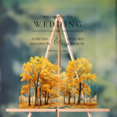 Herbstliche Eichenbäume Wald Hochzeit Willkommen Acrylschild (Neutral)