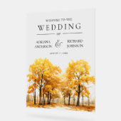 Herbstliche Eichenbäume Wald Hochzeit Willkommen Acrylschild (Winkel)
