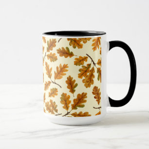 Herbstliche Eichenblätter auf cremeweiß Tasse