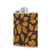 Herbstliche Eichenblätter auf dunkelbraun Flachmann (Links)