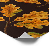 Herbstliche Eichenblätter auf dunkelbraun Poster (Ecke)