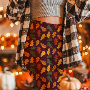 Herbstliche Eichenblätter fallen Burgunderrot Leggings
