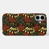 Herbstliche Eichenlaubmuster in Bordeauxrot und Ge Case-Mate iPhone Hülle (Rückseite (Horizontal))