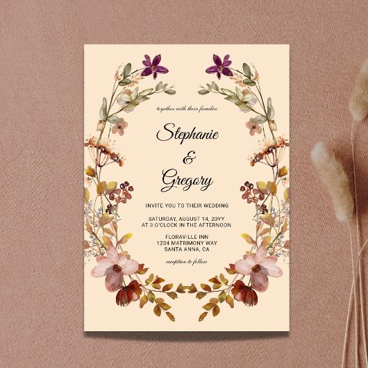 Herbstliche Einladung von Boho Wildblume Hochzeit