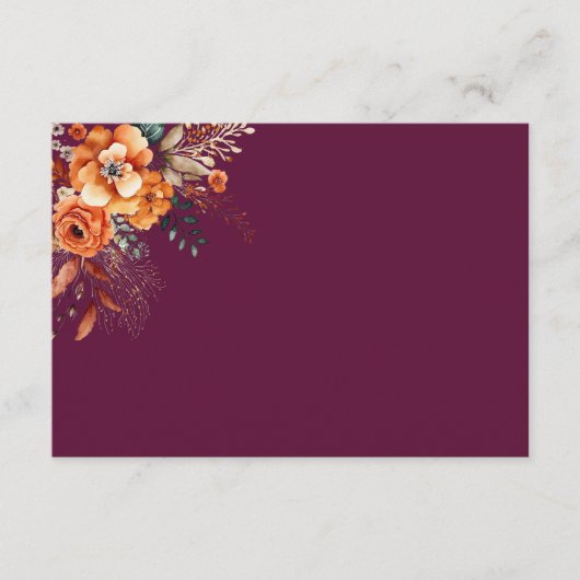 Herbstliche elegante burgunderrote Blumen Mitteilungskarte (Vorderseite)
