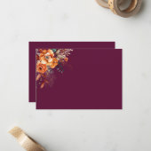Herbstliche elegante burgunderrote Blumen Mitteilungskarte (Vorderseite/Rückseite Beispiel)