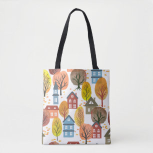 Herbstliche Eleganz: Aquarell Stadt und Bäume Tasche