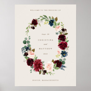 Herbstliche Eleganz Hochzeits-Willkommensschild Poster
