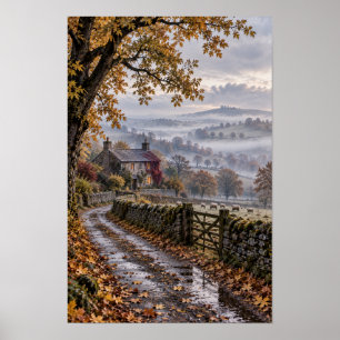 Herbstliche englische Landhaus-Wandkunst Poster