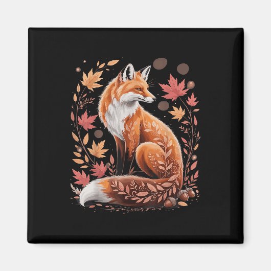Herbstliche Florale Fuchs Fall Boho Tier Natur Lie Magnet (Vorne)