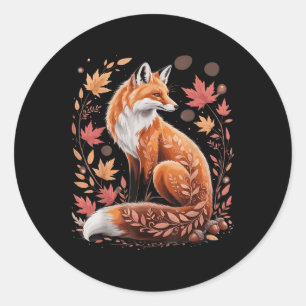 Herbstliche Florale Fuchs Fall Boho Tier Natur Lie Runder Aufkleber