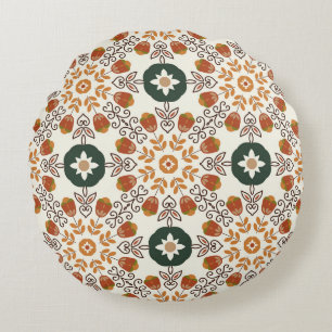 Herbstliche florale Geometrie, vintage nahtlos. Rundes Kissen