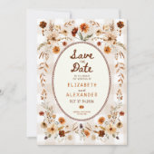 Herbstliche florale rustikale Boho-Hochzeit im Her Save The Date (Vorderseite)