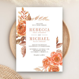 Herbstliche Florale Terrakotta-Hochzeit in verbran Einladung