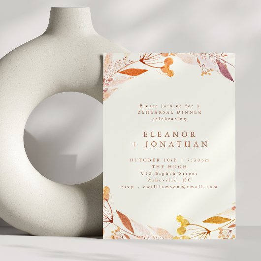 Herbstliche Florale Wasserfarbe Boho Probeessen Einladung