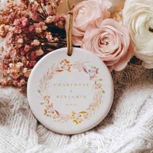 Herbstliche Florale Wasserfarbe Kranz Boho Persona Keramik Ornament