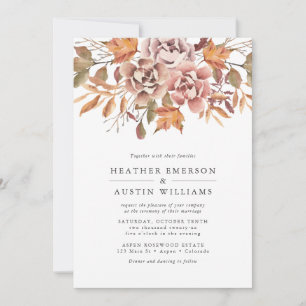 Herbstliche Florale Wasserfarben-Hochzeit Einladung