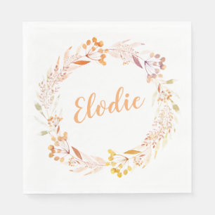 Herbstliche Florale Wasserfarben-Kranz Boho Person Serviette