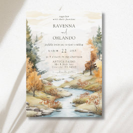 Herbstliche Flusslandschaft Hochzeit im Vintage-St Einladung