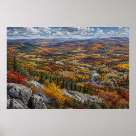 Herbstliche Flusslandschaftsmalerei Poster