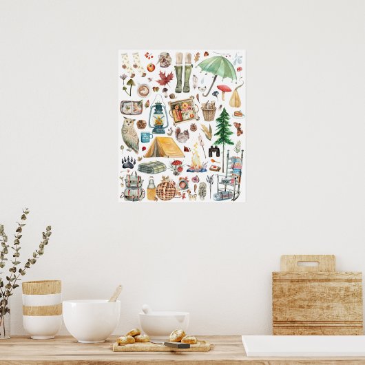 Herbstliche Fülle | Rustikale Wasserfarben-Illustr Poster (Küche)