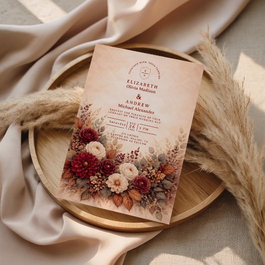 Herbstliche Gartengesteckte Hochzeit Einladung