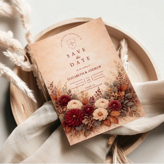 Herbstliche Gartengesteckte Hochzeit Save The Date