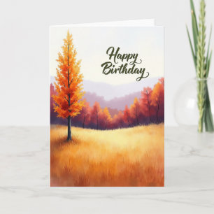 Herbstliche Geburtstagskarte mit Landschaft Karte