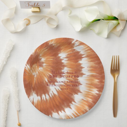 Herbstliche Gefärbte Krawatte | Erntedank Friendsg Pappteller (Hochzeit)