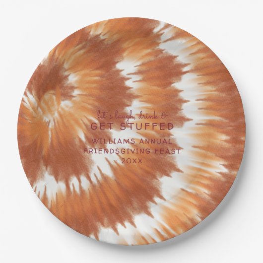 Herbstliche Gefärbte Krawatte | Erntedank Friendsg Pappteller (Vorderseite)