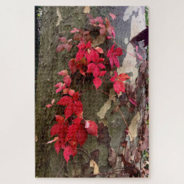 Herbstliche Gefühle, rote Blätter auf einem Baum - Puzzle