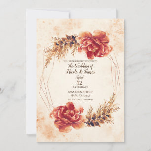 Herbstliche Gewürz Florale Wasserfarben Hochzeit Einladung
