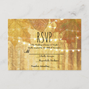 Herbstliche goldene Herbstblätter rustikale Wälder RSVP Karte