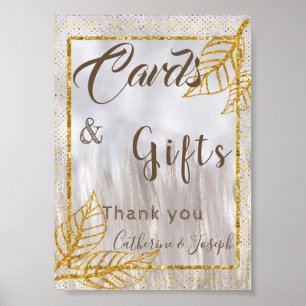 Herbstliche Goldene Kastanienblätter Hochzeit Poster