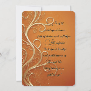 Herbstliche goldene Ranken Orange Schriftzug Feiertagskarte