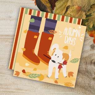 Herbstliche Grüße für Hundebesitzer Flachkarte