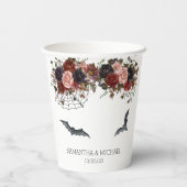 Herbstliche Halloween-Blumenhochzeit Aquarell-Blum Pappbecher (Rückseite)