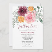 Herbstliche Herbstblütenburgund-Brautparty: Herbst Einladung (Vorderseite)