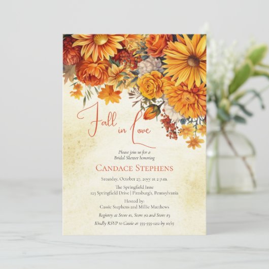 Herbstliche Herbstflorale Bouquets Brautparty in d Einladung (Stehend Vorderseite)